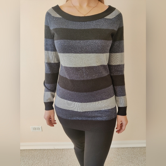 Gorgeous Sparkly Striped Tunic Sweater - Picture 10 of 13
